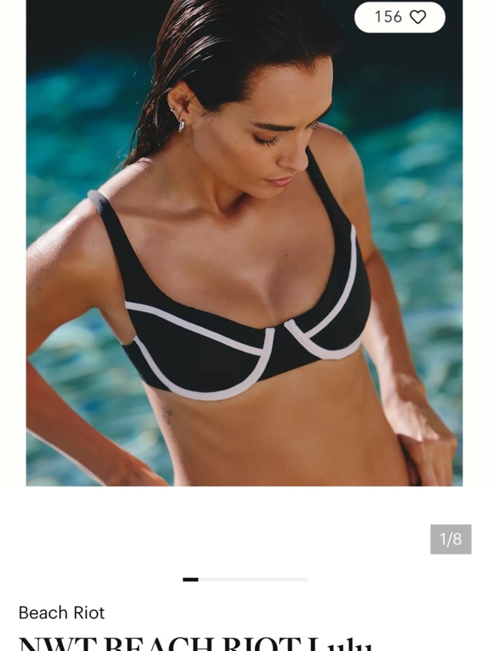 Beach Riot Black Bikini Top with White Trim